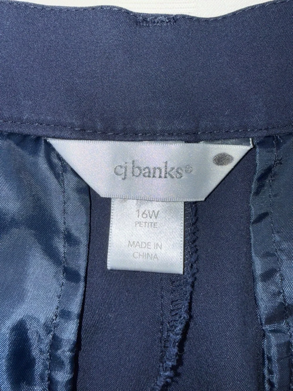CJ Banks Everyday Trouser Navy Blue 16W Petite Cotton Blend